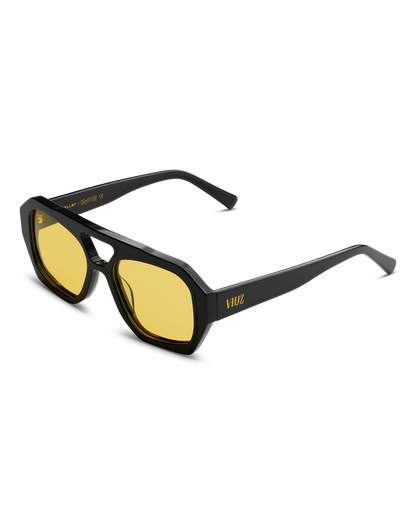 Baller Sunglasses - Black w/ Yellow Lens :) $