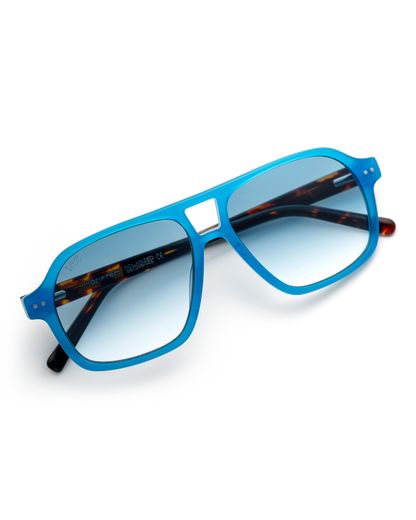 Drifter Sunglasses - Blue w/ Leopard Arms :) $